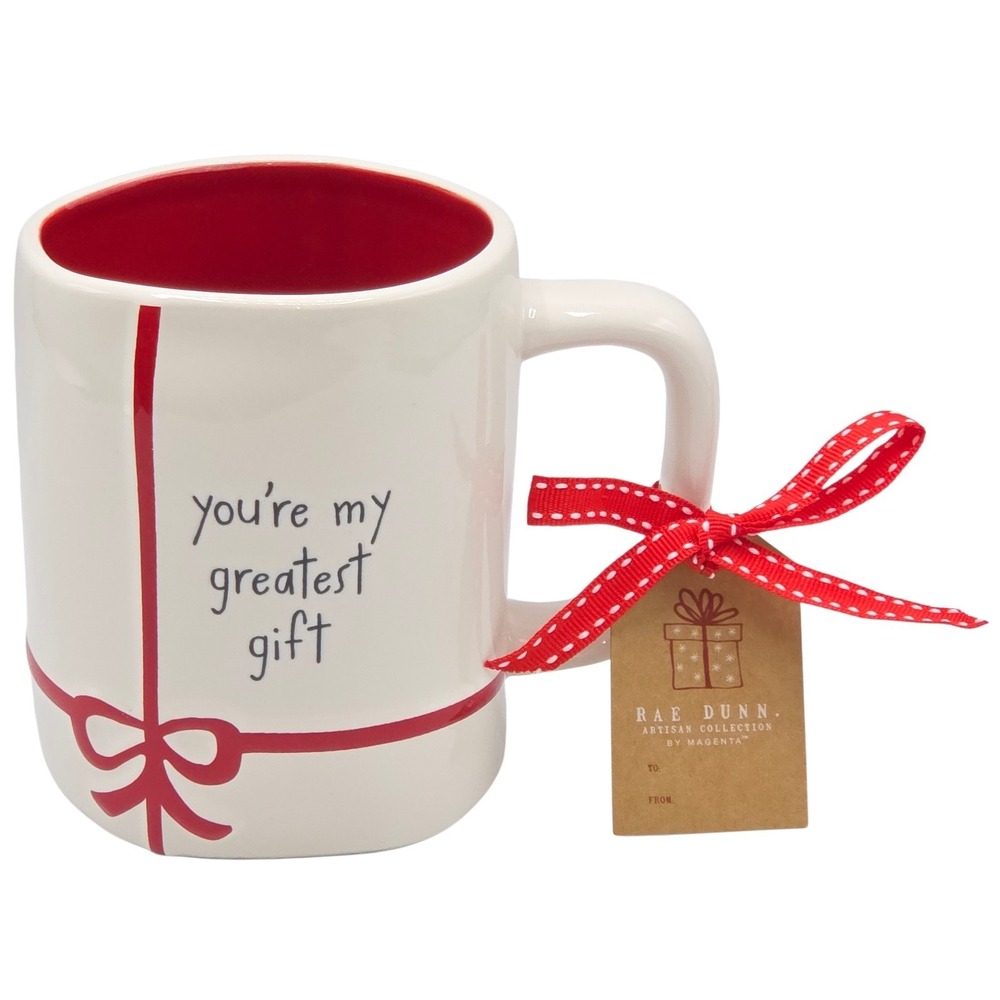 Rae Dunn You're My Greatest Gift‎ White And Red Ceramic Coffee Mug  16oz
